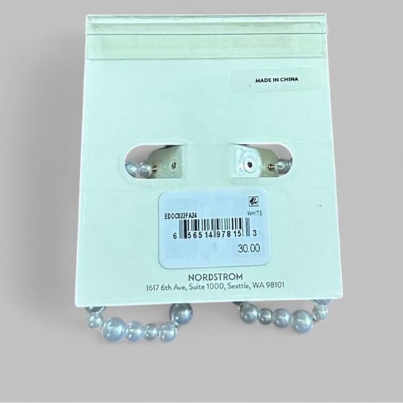 Open Edit-Faux Pearl Rectangle Earrings-white/Gold-NWT - Picture 5 of 6